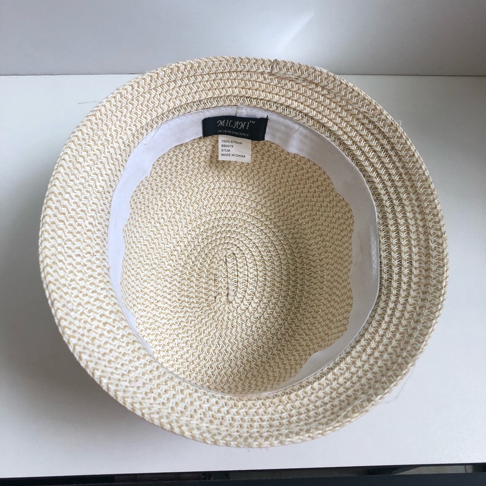 🇺🇸 NEW Milani Cream Hat with Blue Trim - Picture 3 of 5
